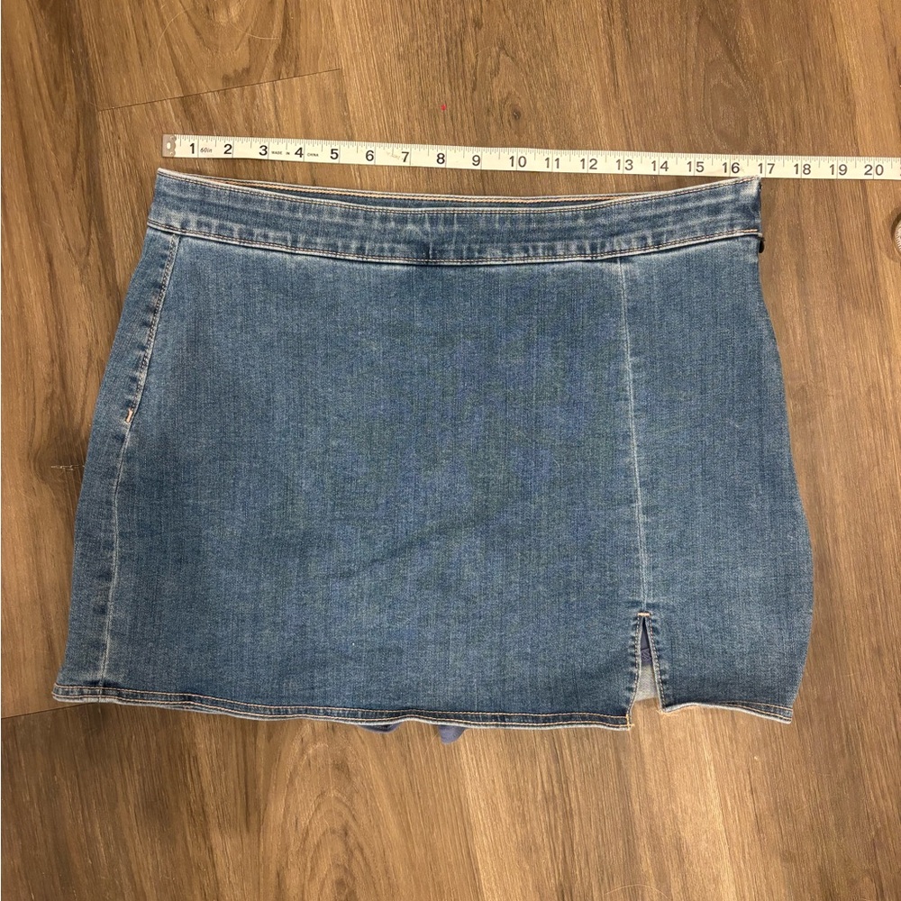 American Eagle Outfitters Blue Denim Mini Skort with Front Slit
